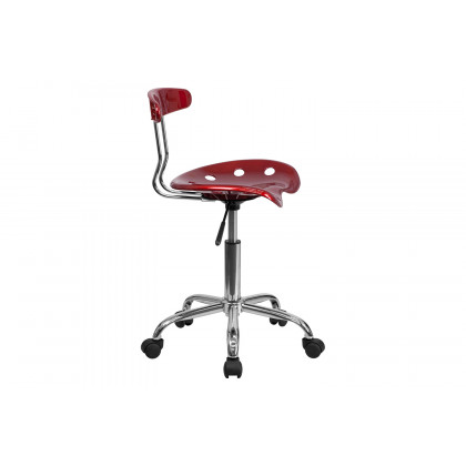 BLNK Elliott Vibrant Chrome Swivel Task Office Chair with Tractor Seat - Wine Red
