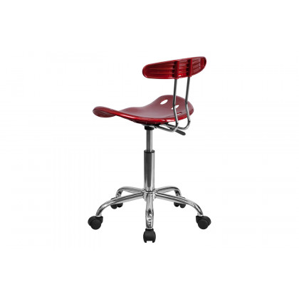 BLNK Elliott Vibrant Chrome Swivel Task Office Chair with Tractor Seat - Wine Red