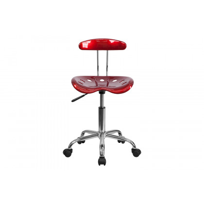 BLNK Elliott Vibrant Chrome Swivel Task Office Chair with Tractor Seat - Wine Red