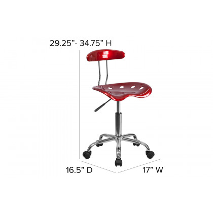 BLNK Elliott Vibrant Chrome Swivel Task Office Chair with Tractor Seat - Wine Red