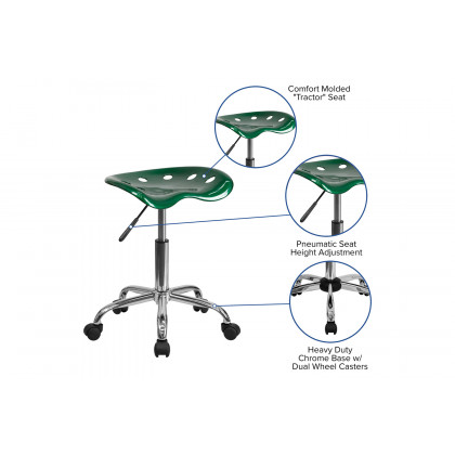 BLNK Taylor Vibrant Chrome Stool with Tractor Seat - Green