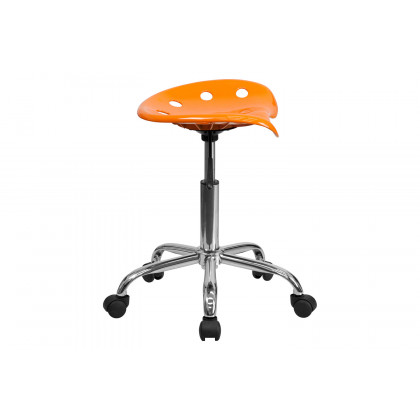 BLNK Taylor Vibrant Chrome Stool with Tractor Seat - Orange