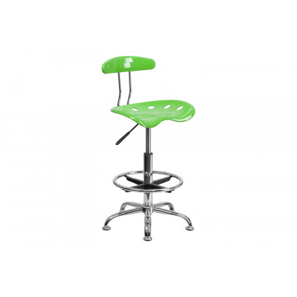 BLNK Bradley Vibrant Chrome Drafting Stool with Tractor Seat - Apple Green