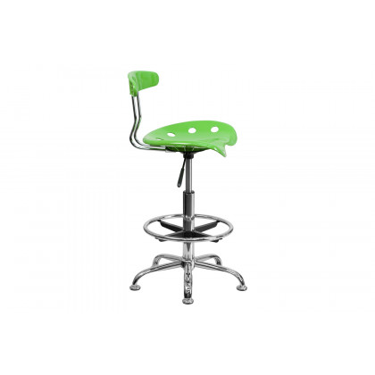 BLNK Bradley Vibrant Chrome Drafting Stool with Tractor Seat - Apple Green