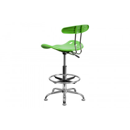 BLNK Bradley Vibrant Chrome Drafting Stool with Tractor Seat - Apple Green