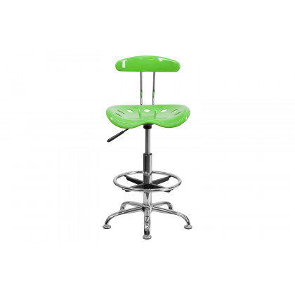 BLNK Bradley Vibrant Chrome Drafting Stool with Tractor Seat - Apple Green