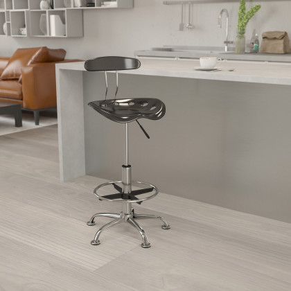 BLNK - Bradley Vibrant Chrome Drafting Stool with Tractor Seat