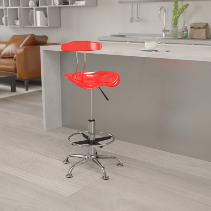 BLNK - Bradley Vibrant Chrome Drafting Stool with Tractor Seat
