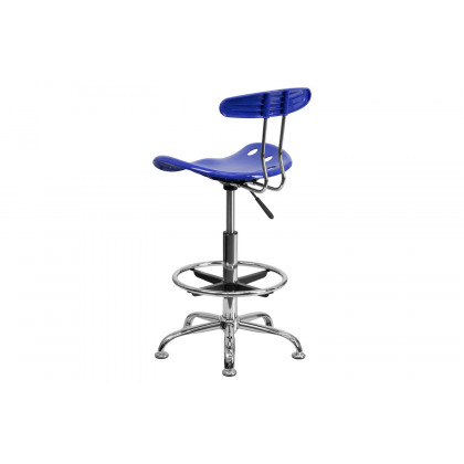 BLNK Bradley Vibrant Chrome Drafting Stool with Tractor Seat - Nautical Blue