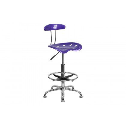 BLNK Bradley Vibrant Chrome Drafting Stool with Tractor Seat - Violet
