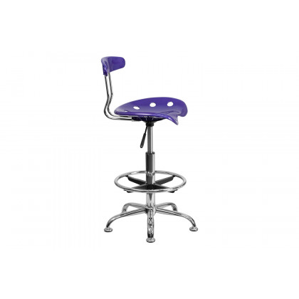 BLNK Bradley Vibrant Chrome Drafting Stool with Tractor Seat - Violet