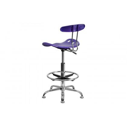BLNK Bradley Vibrant Chrome Drafting Stool with Tractor Seat - Violet