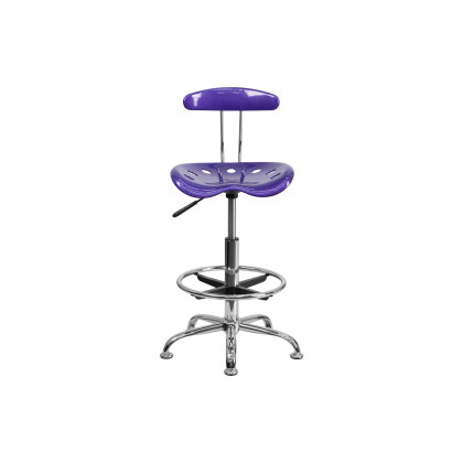 BLNK Bradley Vibrant Chrome Drafting Stool with Tractor Seat - Violet