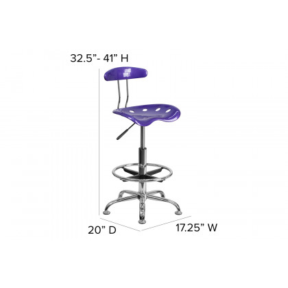 BLNK Bradley Vibrant Chrome Drafting Stool with Tractor Seat - Violet