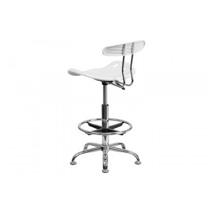BLNK Bradley Vibrant Chrome Drafting Stool with Tractor Seat - White