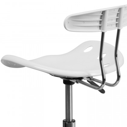 BLNK Bradley Vibrant Chrome Drafting Stool with Tractor Seat - White
