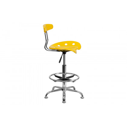 BLNK Bradley Vibrant Chrome Drafting Stool with Tractor Seat - Yellow