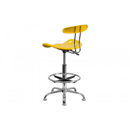 BLNK Bradley Vibrant Chrome Drafting Stool with Tractor Seat - Yellow