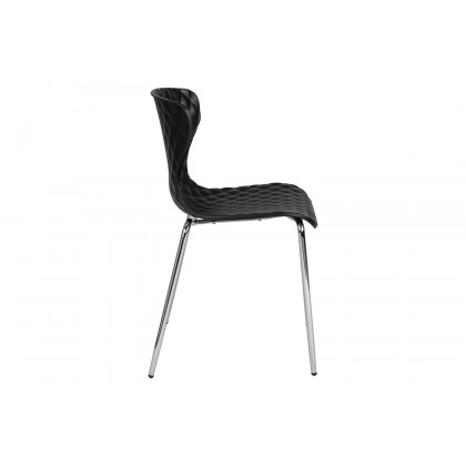 BLNK Lowell Plastic Contemporary Design Stack Chair - Black