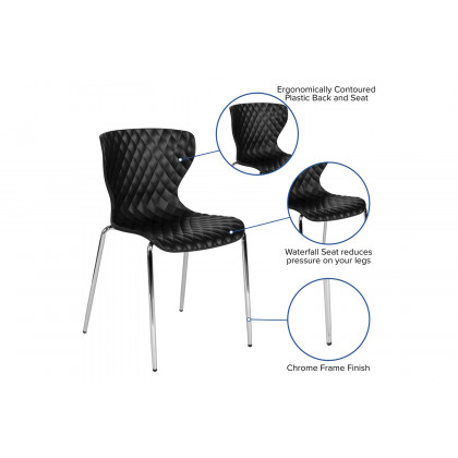 BLNK Lowell Plastic Contemporary Design Stack Chair - Black
