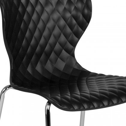 BLNK Lowell Plastic Contemporary Design Stack Chair - Black