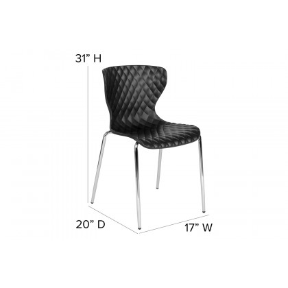 BLNK Lowell Plastic Contemporary Design Stack Chair - Black