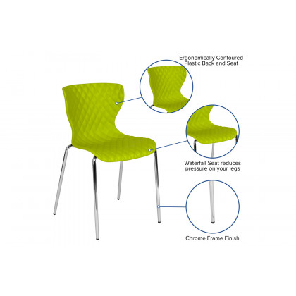 BLNK Lowell Plastic Contemporary Design Stack Chair - Citrus Green