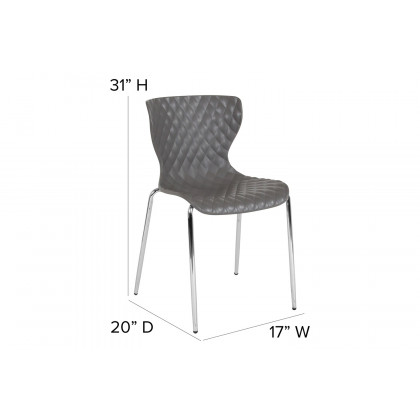 BLNK Lowell Plastic Contemporary Design Stack Chair - Gray