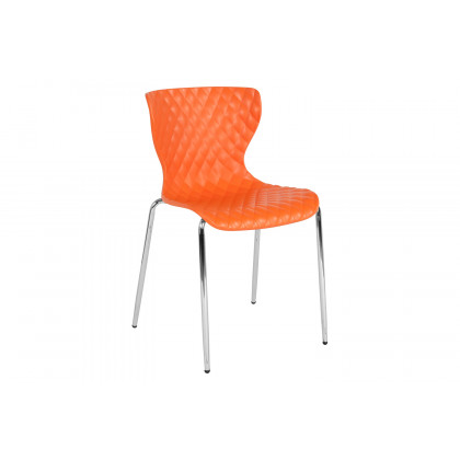 BLNK Lowell Plastic Contemporary Design Stack Chair - Orange