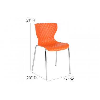 BLNK Lowell Plastic Contemporary Design Stack Chair - Orange
