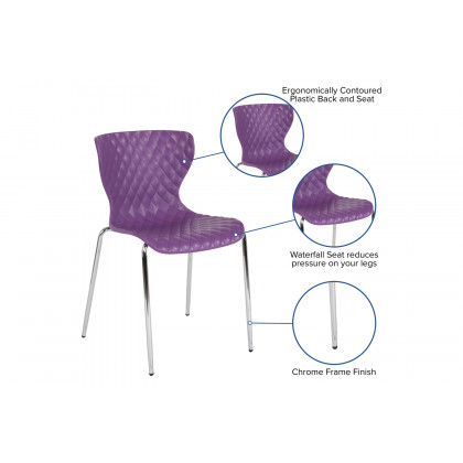 BLNK Lowell Plastic Contemporary Design Stack Chair - Purple