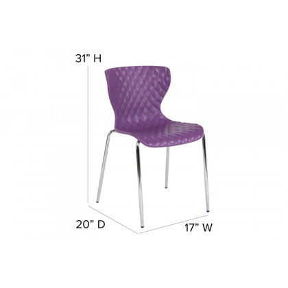 BLNK Lowell Plastic Contemporary Design Stack Chair - Purple