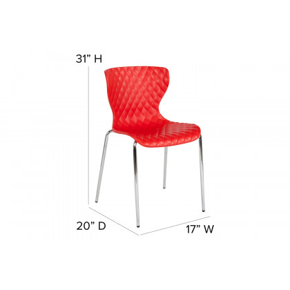 BLNK Lowell Plastic Contemporary Design Stack Chair - Red