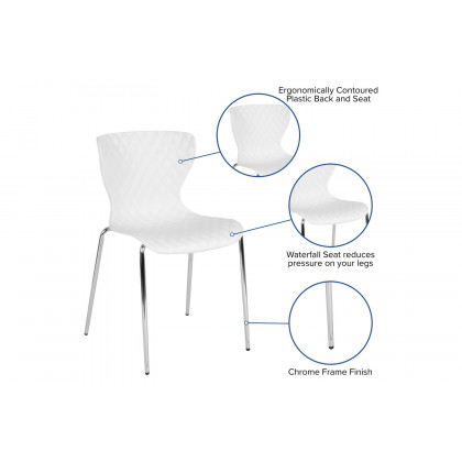 BLNK Lowell Plastic Contemporary Design Stack Chair - White