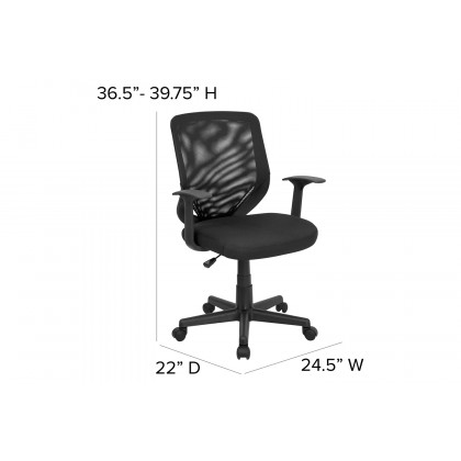 BLNK - Norris Mid-Back Mesh Tapered Back Swivel Task Office Chair with T-Arms