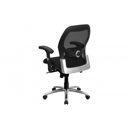 BLNK Albert Mid-Back Black Executive Swivel Office Chair with Adjustable Lumbar and Arms and Knee Tilt Control - Mesh