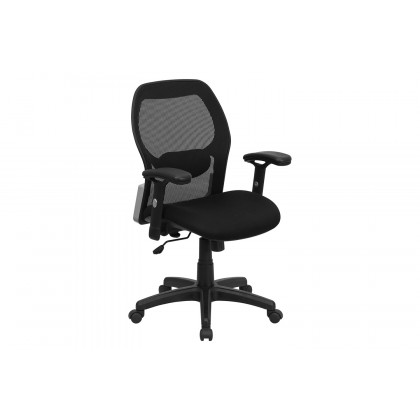 BLNK Albert Mid-Back Black Super Mesh Executive Swivel Office Chair with Adjustable Lumbar and Arms - Mesh