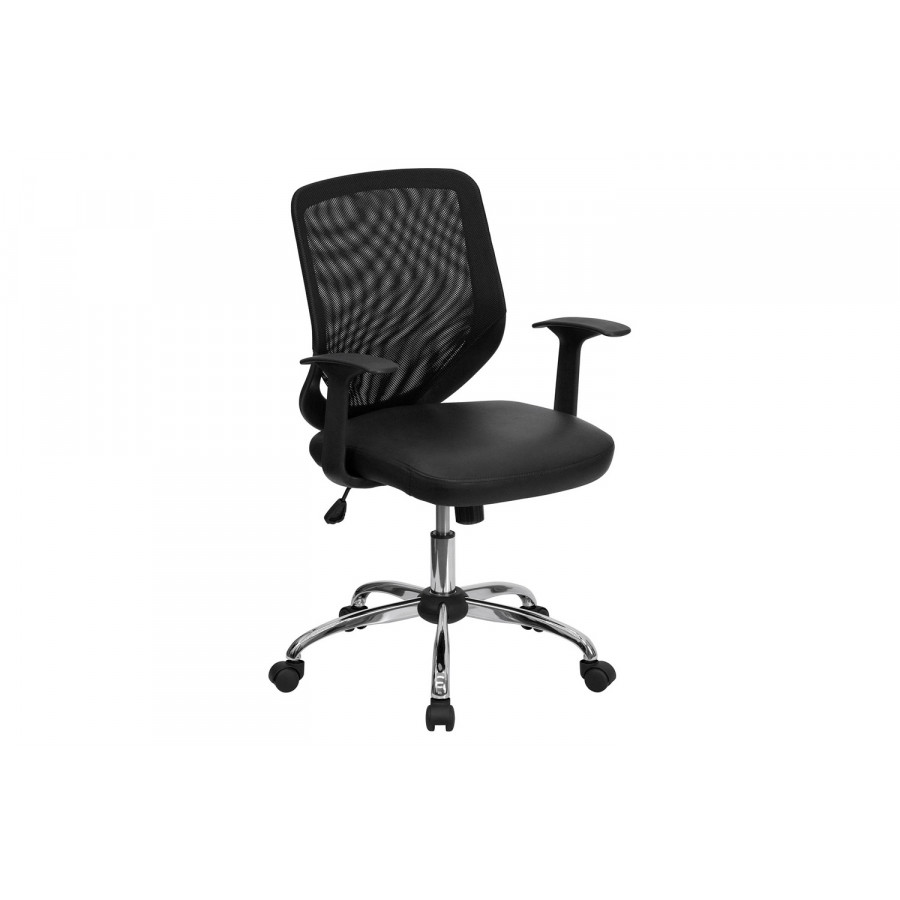 BLNK - Norris Mid-Back Mesh Tapered Back Swivel Task Office Chair with Seat, Chrome Base and T-Arms