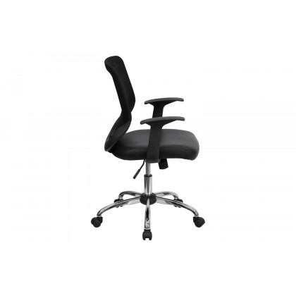 BLNK - Norris Mid-Back Mesh Tapered Back Swivel Task Office Chair with Seat, Chrome Base and T-Arms
