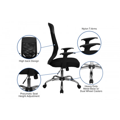 BLNK - Noreen High-Back Mesh Executive Swivel Office Chair with Arms