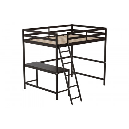 BLNK Riley Wood Bed Frame with Protective Guard Rails and Ladder for Kids and Teens - Espresso, Full Size