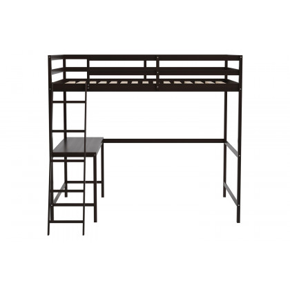BLNK Riley Wood Bed Frame with Protective Guard Rails and Ladder for Kids and Teens - Espresso, Full Size