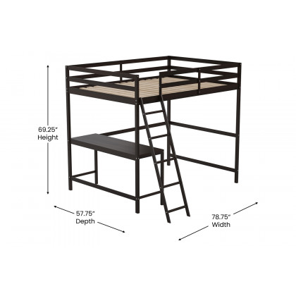 BLNK Riley Wood Bed Frame with Protective Guard Rails and Ladder for Kids and Teens - Espresso, Full Size