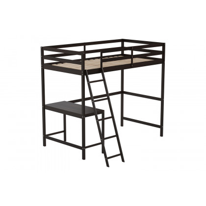 BLNK Riley Wood Bed Frame with Protective Guard Rails and Ladder for Kids and Teens - Espresso, Twin Size
