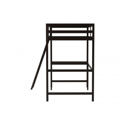 BLNK Riley Wood Bed Frame with Protective Guard Rails and Ladder for Kids and Teens - Espresso, Twin Size