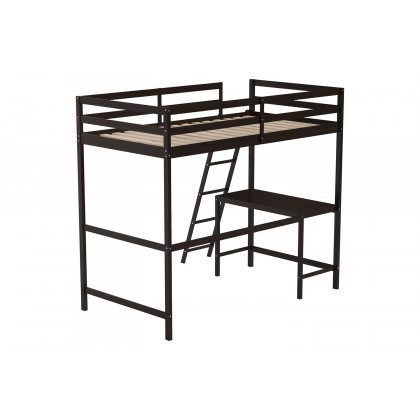 BLNK Riley Wood Bed Frame with Protective Guard Rails and Ladder for Kids and Teens - Espresso, Twin Size