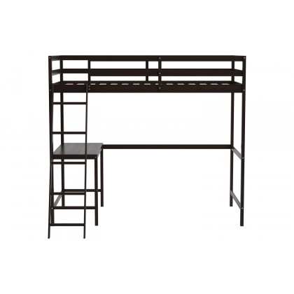BLNK Riley Wood Bed Frame with Protective Guard Rails and Ladder for Kids and Teens - Espresso, Twin Size