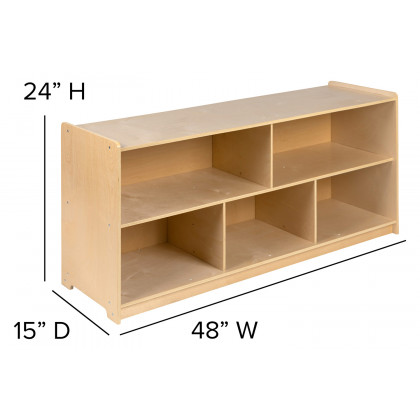BLNK Hercules Wooden 5 Section School Classroom Storage Cabinet - 24"H x 48"L