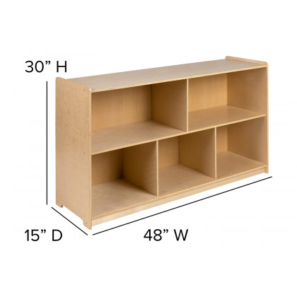 BLNK Hercules Wooden 5 Section School Classroom Storage Cabinet - 30"H x 48"L