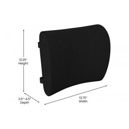 BLNK - Rey Black Lumbar Support Pillow with Adjustable Straps and CertiPUR-US Certified Memory Foam